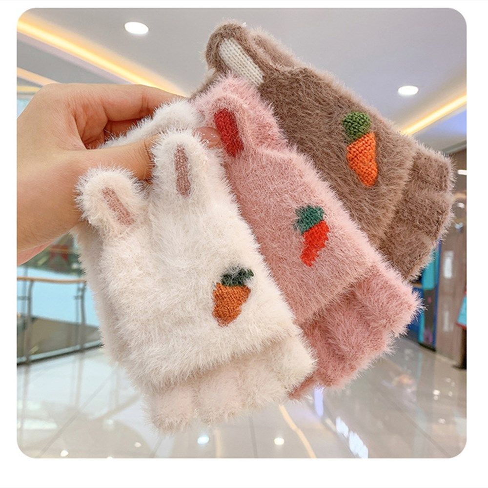 Găng Tay Hở Ngón Bằng Vải Bông Dày Mềm Mại Chống Gió Nhiều Màu Dễ Thương Cho Bé