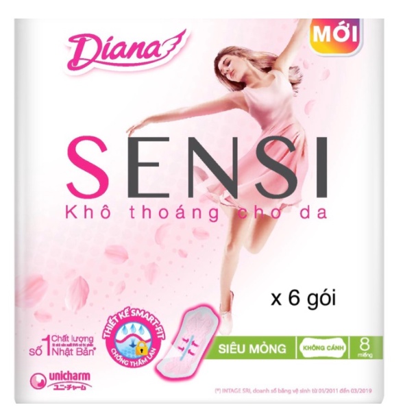 Băng vệ sinh Diana Sensi siêu mỏng không cánh gói 8 miếng