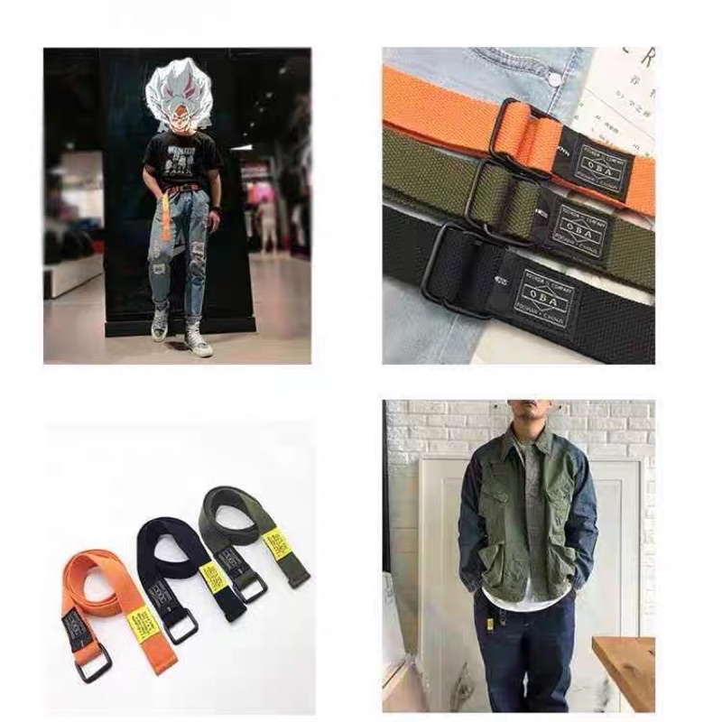 Thắt lưng vải canvas tem vàng TL026 Meo shop - dây nịt G-Dragon vải dù bản dây 3.3cm nam nữ gắn tag vàng
