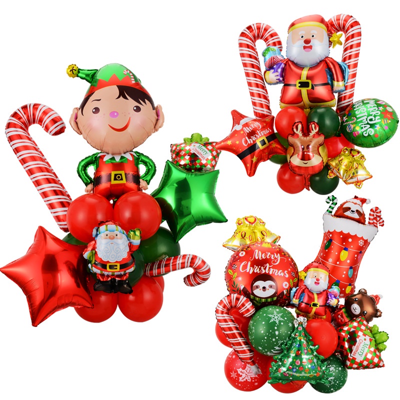 Set 20 / 25 Bong Bóng Màng Nhôm Hình Ông Già Noel / Kẹo / Ông Già Noel Trang Trí Tiệc Giáng Sinh / Năm Mới / Gia Đình