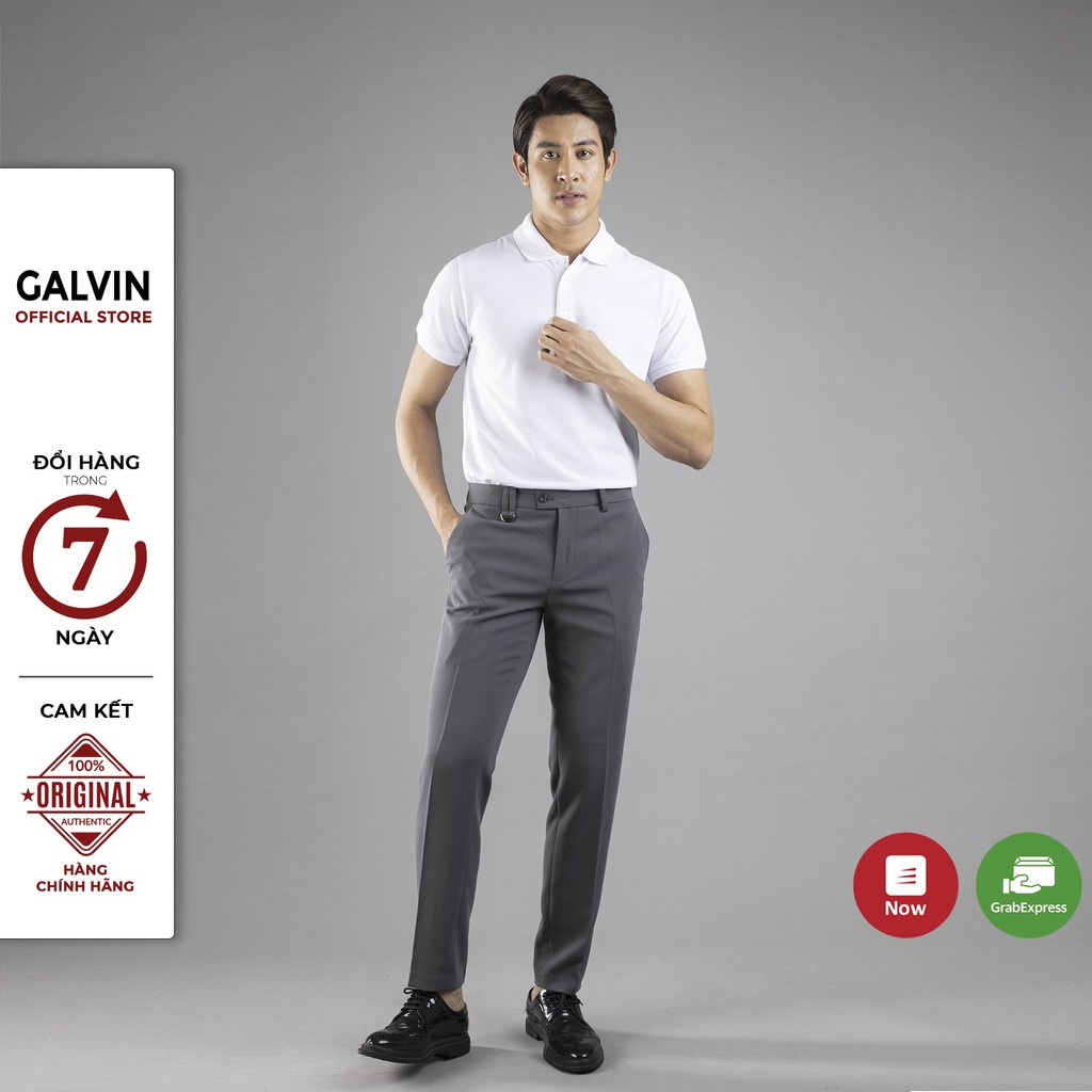 Quần tây nam Galvin form quần âu dáng hàn quốc gắn phụ kiện chất tuyết co giãn nhẹ QAGV12