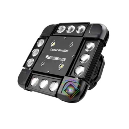 Đèn Laser Moving 12 Mắt Vuông Với Thiết Kế Ma Trận Chạy 3 Chức Năng Cho Hiệu Ứng Đa Dạng Dùng Cho, Sân Khấu, Quán Bar...