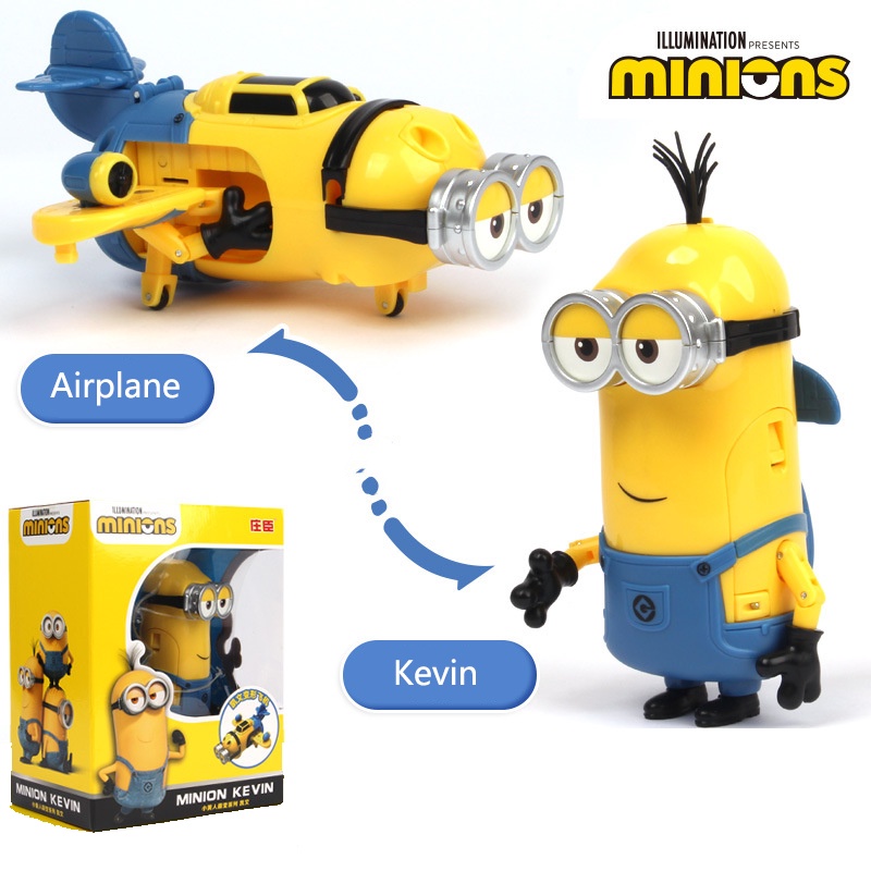 Despicable Me Minions Đồ chơi xe mô hình Kawaii biến hình máy bay Bob quà tặng bé trai bé gái