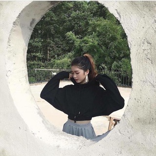 Áo Hoodie Crop Top Bo Gấu form rộng thụng - by Sugargalz