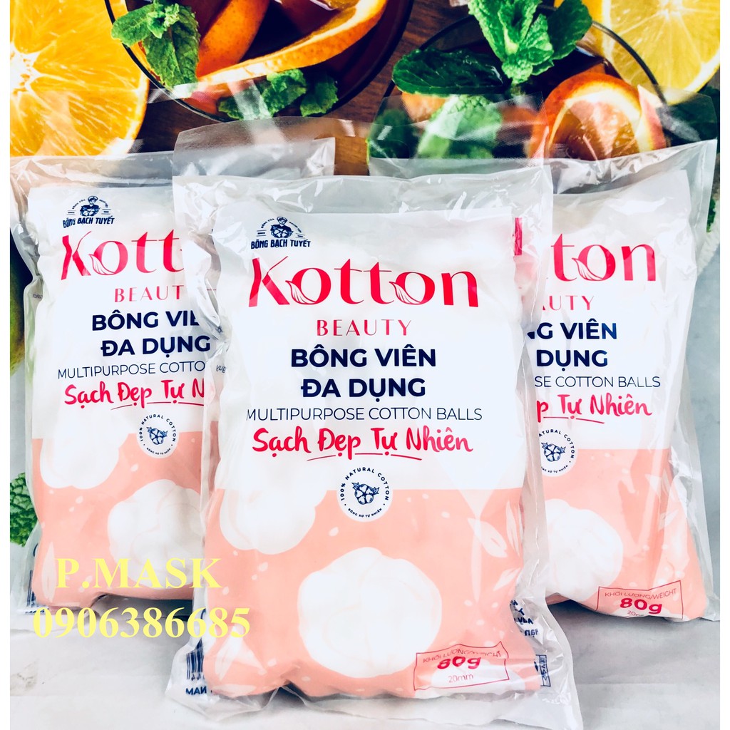 BÔNG VIÊN TIỆN DỤNG COTTON 80G/ GÓI KOTTON BEAUTY - BÔNG GÒN DẠNG VIÊN TIỆN DỤNG GÓI 80g CHÍNH HÃNG BÔNG BẠCH TUYẾT