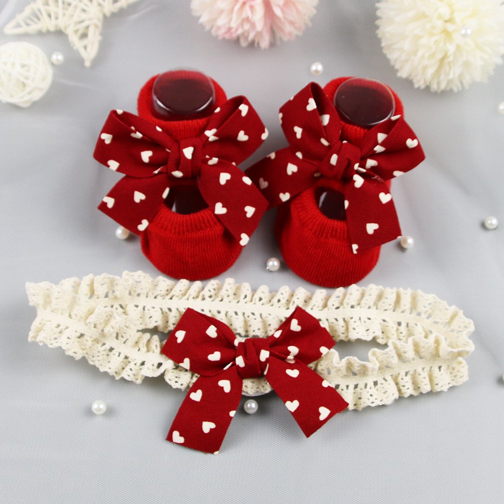 Set Giày Nơ Chống Trượt + Băng Đô Cho Bé Yêu
