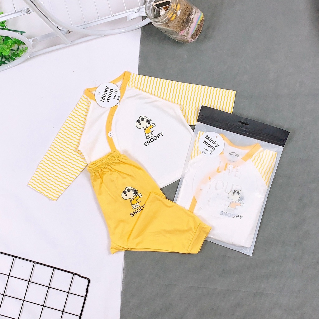 Bộ Quần Áo Sơ Sinh Cài Chéo Minky Mom