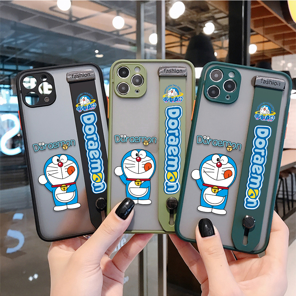 Ốp Điện Thoại Nhám Chống Sốc In Hình Doraemon Có Quai Cầm Tay Bảo Vệ Ống Kính Máy Ảnh Cho Samsung Galaxy M51 M31 M21 M30s