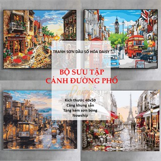 Tranh Số Hóa Tự Tô Màu DAISY Bộ Sưu Tập Đường Phố, Nhiều Mẫu, Căng Khung Sẵn, Tặng Kèm Sơn Bóng!