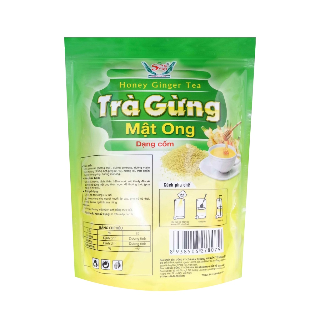 Mua 1 bịch Trà gừng mật ong cao cấp dạng cốm Sing Việt 400gram tặng ngay 1 bình nước | BigBuy360 - bigbuy360.vn