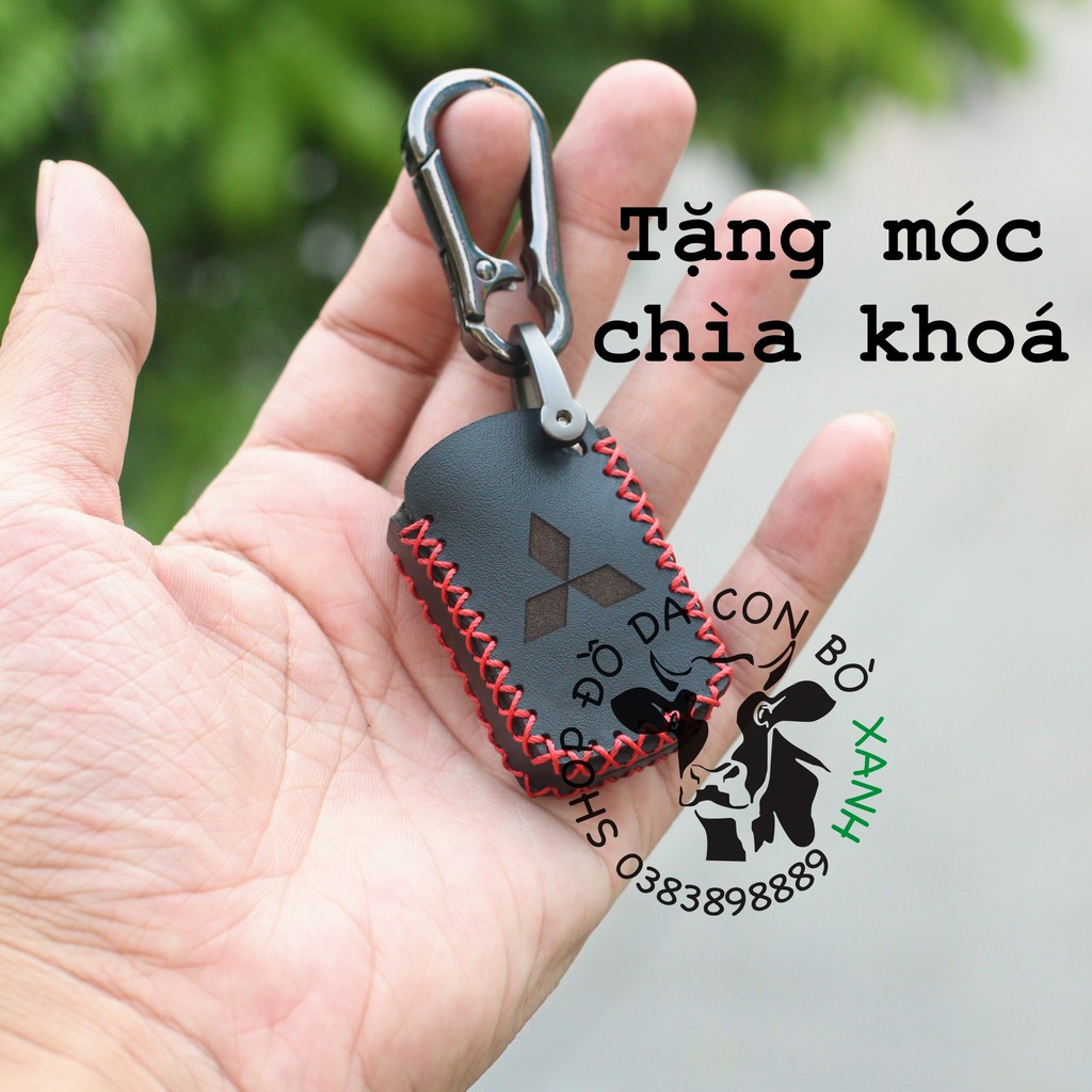 Bao Da Chìa Khoá Mitsubishi Xpander, Triton, Attrage, Mirage, Lancer (chìa cơ) handmade Da Thật 002