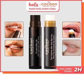 Combo Tẩy da chết môi cà phê Đăk Lăk Cocoon 5g + Son dưỡng dầu dừa Bến Tre Cocoon 5g