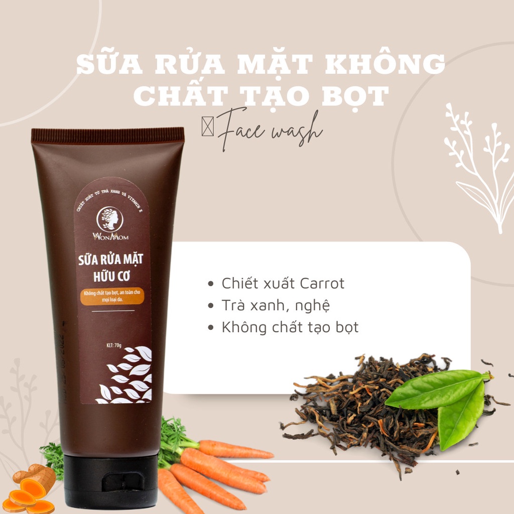 Sữa rửa mặt hữu cơ WonMom 70gr
