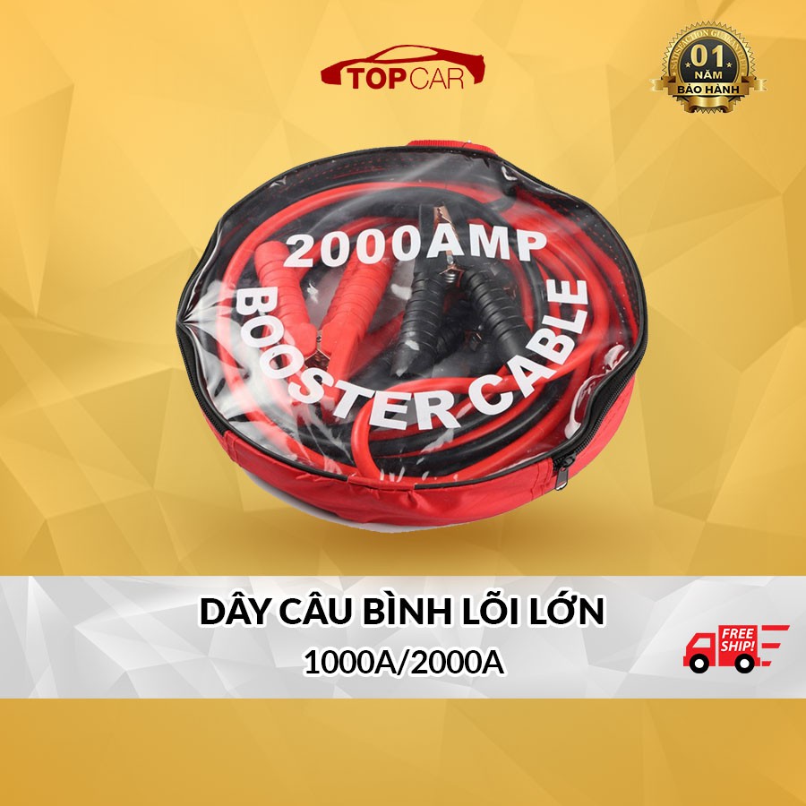 ⚡CẦN THIẾT⚡Dây Câu Bình Ắc Quy Ô Tô Lõi Đồng SIÊU TO - 1000A/2000A, Kích Điện Ắc Quy Cứu Hộ Ô Tô 2 Mét