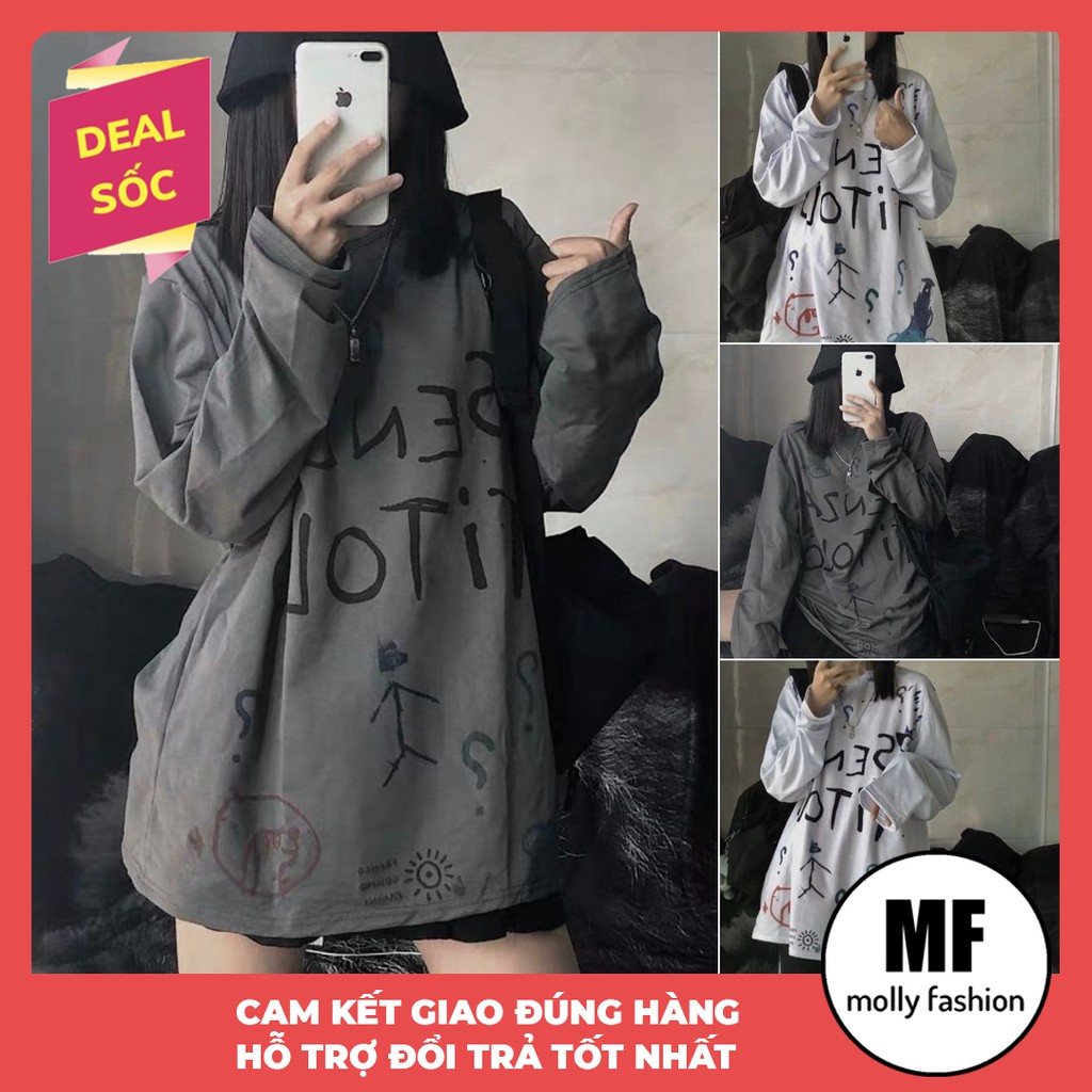 Áo thun nữ tay dài form rộng Unisex SE Noti Freesize mặc vừa từ 40-70kg dành cho cả nam và nữ Molly Fashion