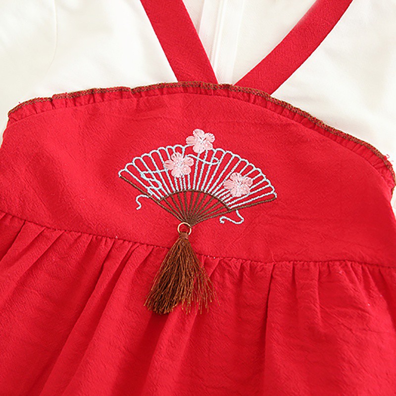 Đầm dài tay thêu hoa dễ thương dành cho bé gái