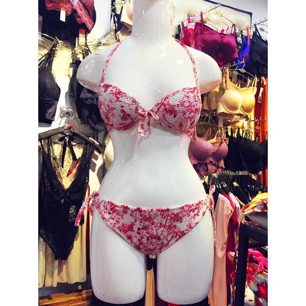 Bikini liền thân hoa cúp ngực đẩy