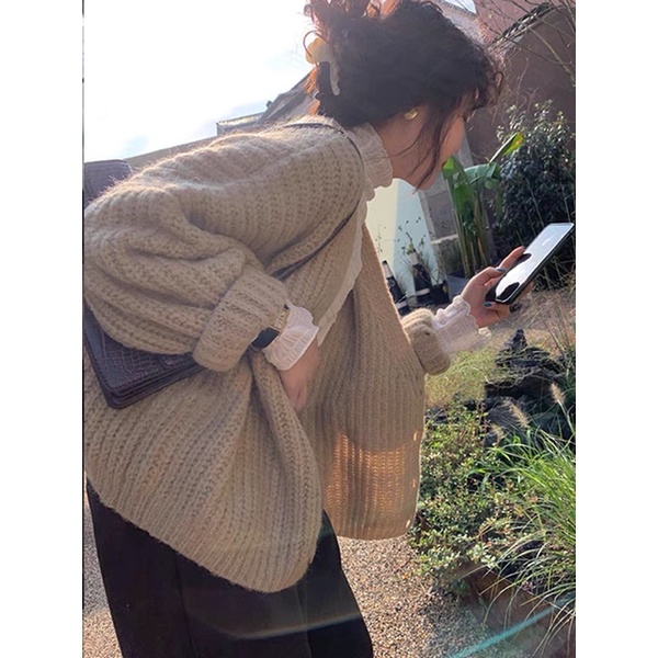 Áo len cardigan màu kẹo ngọt mùa đông thời trang ulzzang Hàn Quốc