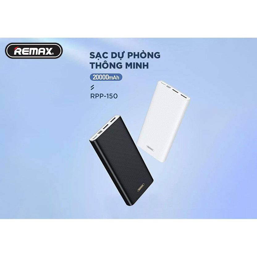 Pin Sạc Dự Phòng 20000mAh Remax RPP-150 2 Cổng Sạc Vào, 2 Cổng Sạc Ra - BH 1 Năm - Hưng Long PC