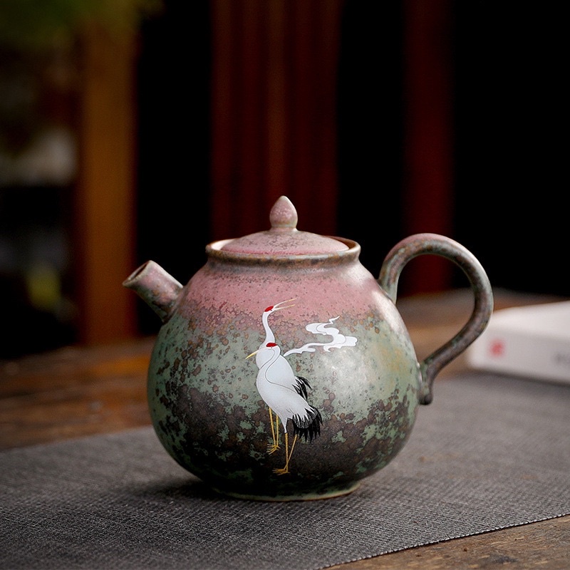 Ấm gốm hạc tiên
