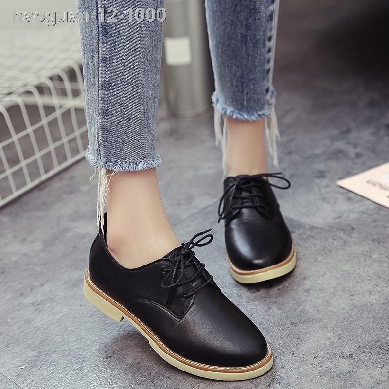 ☄❍Giày da đế phẳng màu trơn phong cách Hàn Quốc dành cho bạn nữ | BigBuy360 - bigbuy360.vn