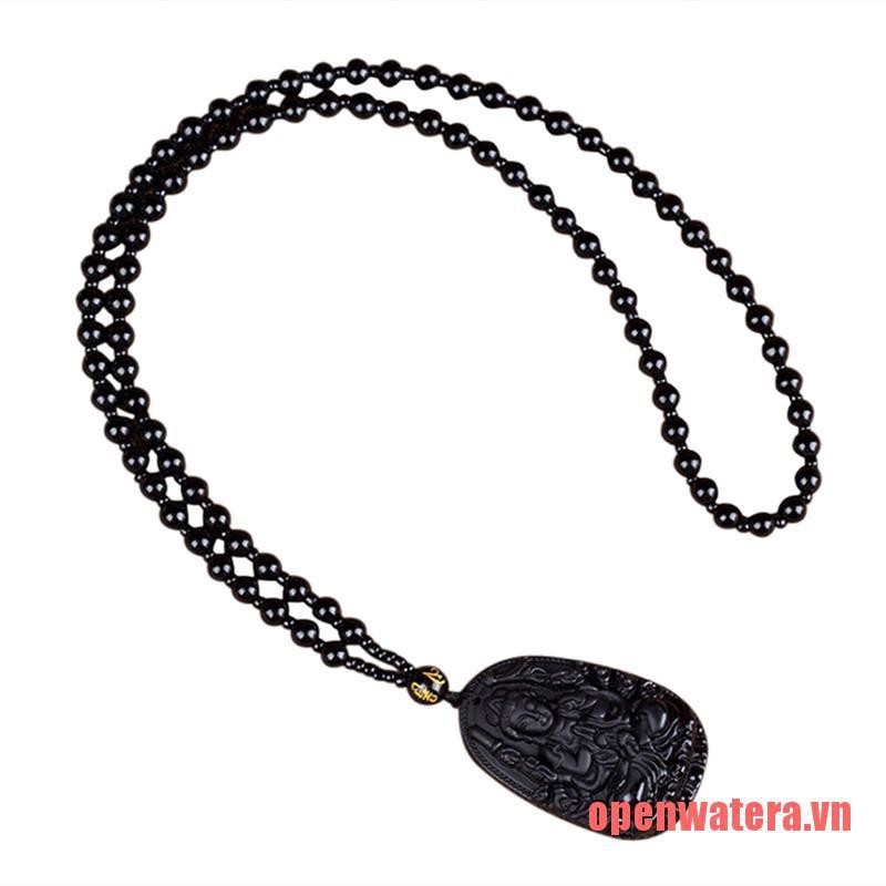 Dây Chuyền Mặt Phật Bằng Đá Obsidian Tự Nhiên