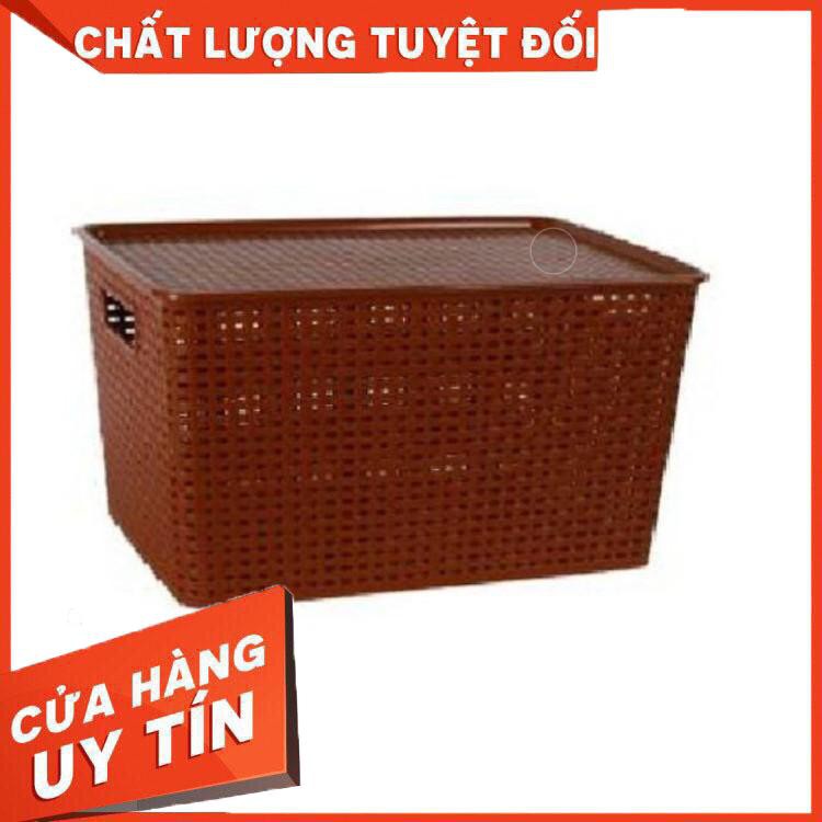 Rổ đan đựng đồ có nắp nhựa việt nhật size nhỏ  - Thùng nhựa đan nhiều màu đẹp, giỏ nhựa có nắp phong cách Hàn Quốc