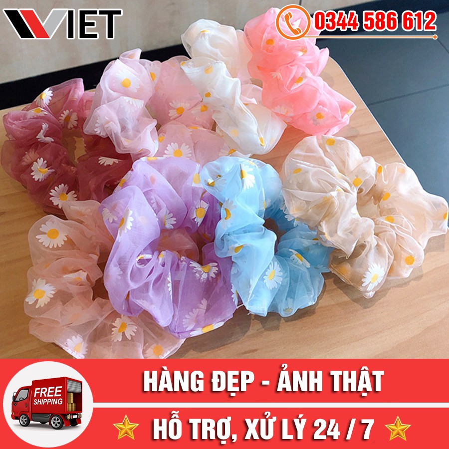[Mã FAGOGO giảm 12% đơn 99K] [DEAL HOT] Dây Buộc Tóc Scunchies Vải Hoa Cúc Phong Cách Hàn Quốc | BigBuy360 - bigbuy360.vn