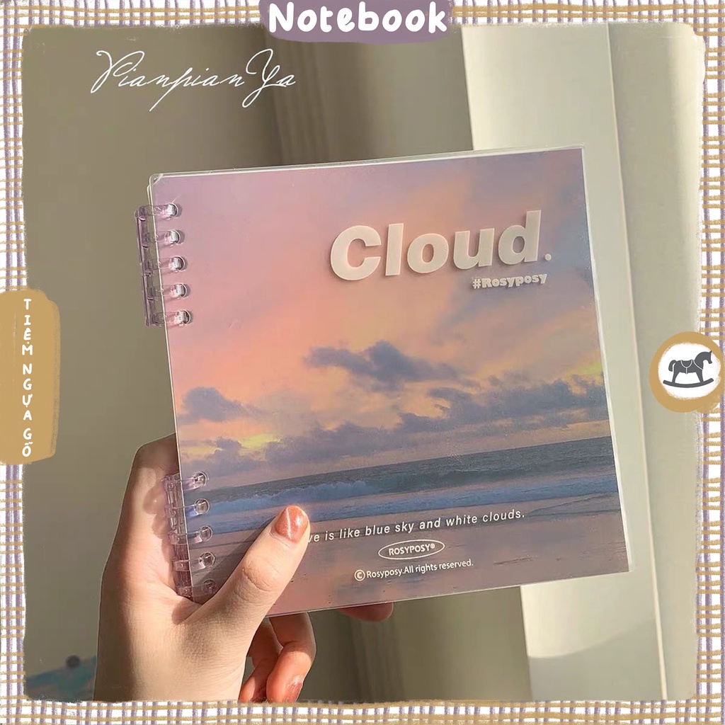 Binder Vuông Cloud Kèm 30 Giấy Refill Planner Dùng Để Ghi Chép, Làm Bullet Journal, Lưu Bút - Tiệm Ngựa Gỗ