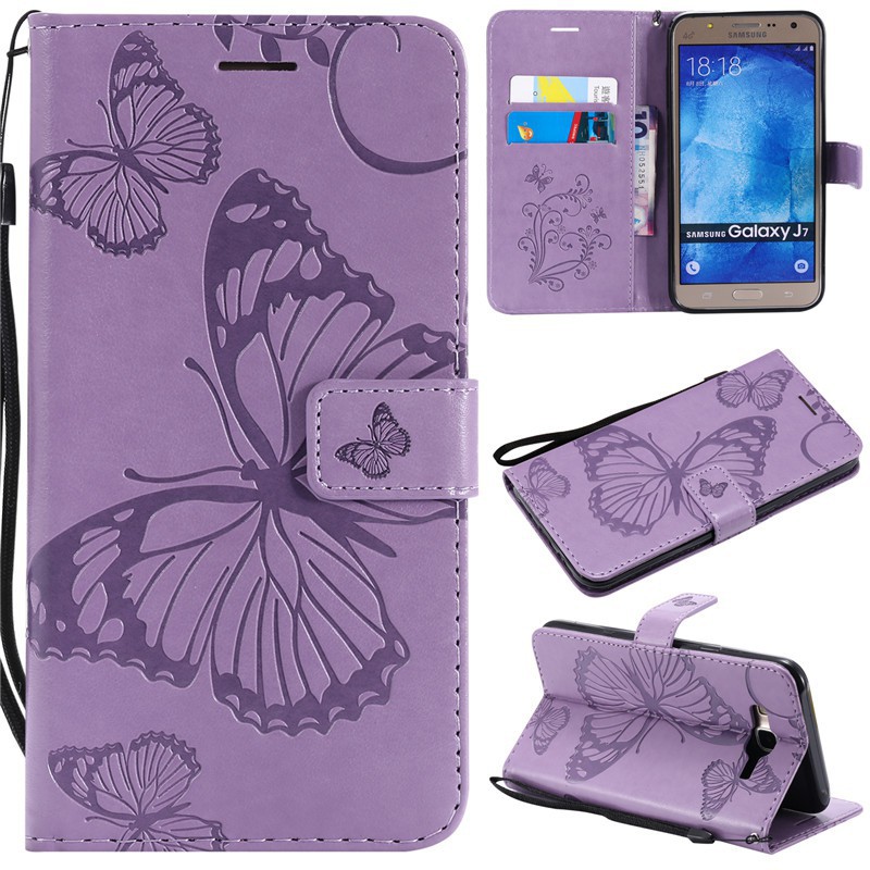 Bao da điện thoại dập nổi cánh bướm cho Samsung J7/J7 Prime | BigBuy360 - bigbuy360.vn