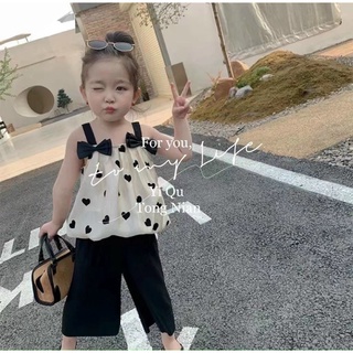 Bộ nơ tim quần lửng 3 màu cho bé gái