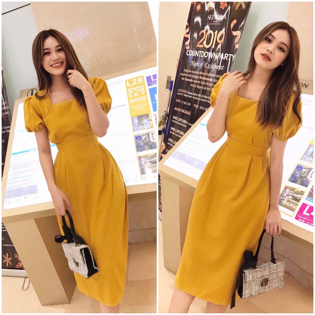 Đầm Midi Caro Đỏ, Đầm Chữ A Dáng Dài Qua Gối