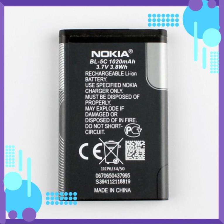 Đẹp rẻ  Pin Nokia 5C Dung Lượng 3800mAh, (Chuẩn 2ic Chống Phù) cho Nokia 1280, 1200, 1110i,7610,Cam Kết Giao Đúng Hình