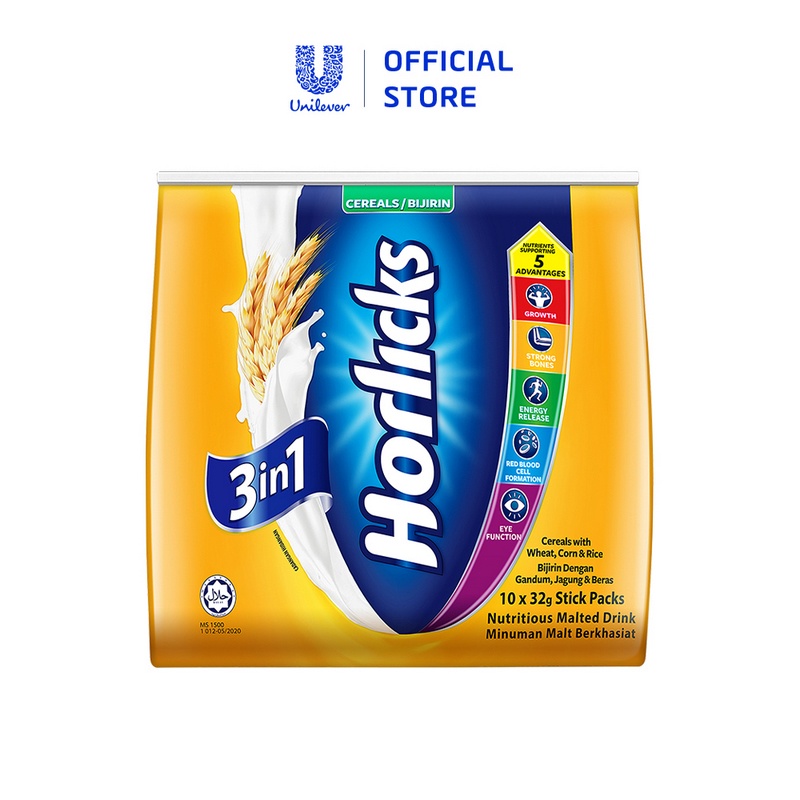 [Mã COSUI5 giảm 8% đơn 150K] Thức uống lúa mạch 3 trong 1 Horlicks - Ngũ cốc (32g x 10 gói)