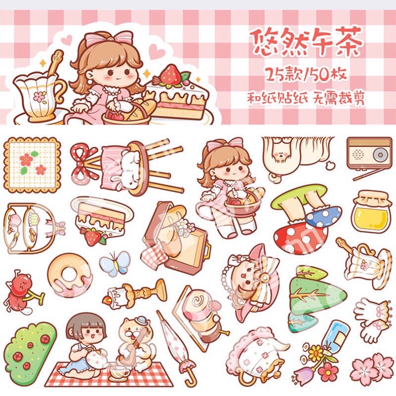 Set 40 sticker mochi hạt hình dễ thương Bistore BS003