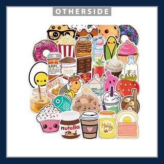 SET 100 MIẾNG STICKER ĐỒ ĂN FOODAHOLIC CHỐNG NƯỚC DÁN NÓN BẢO HIỂM, LAPTOP, VALI, TỦ, BÀN HỌC, XE MÁY