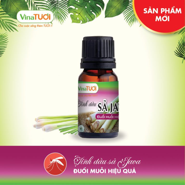 Tinh Dầu Sả Java Nguyên Chất Vina Tươi 10ml - Đuổi Muỗi