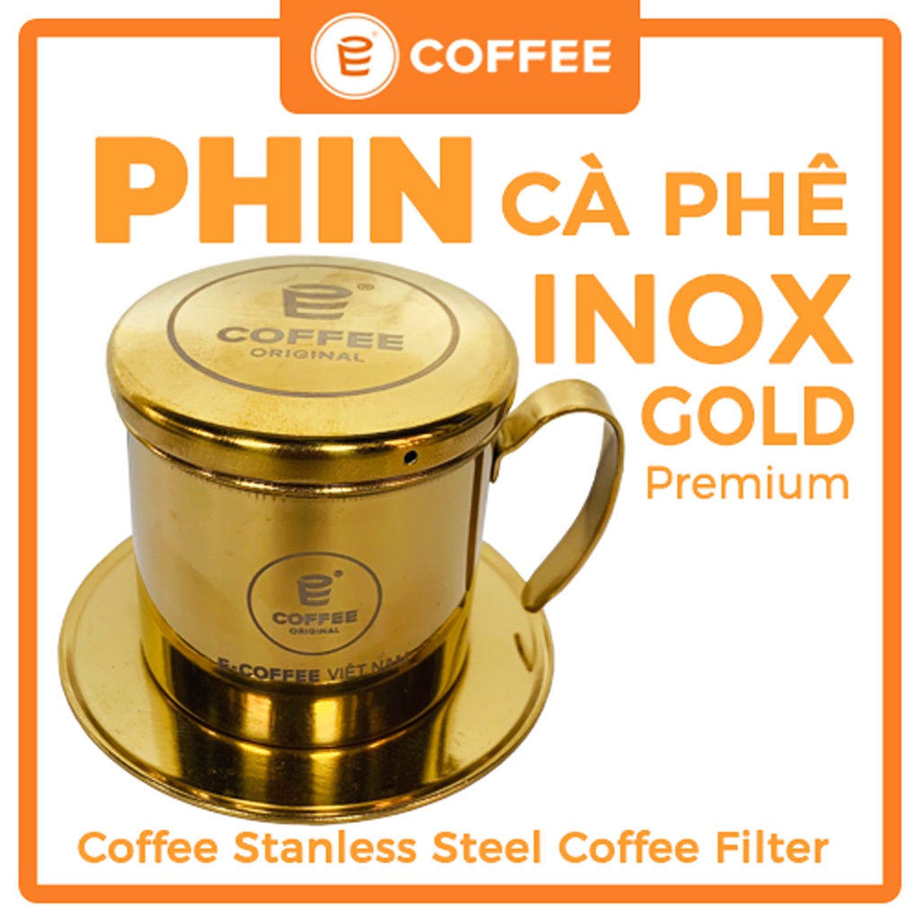 Cafe pha phin E COFFEE 500g kèm phin Inox cao cấp, dòng sản phẩm blends cafe robusta và arabica rang mộc chuẩn gu đậm đà