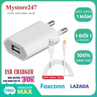 Bộ Sạc IP Chính Hãng, Combo Củ Dẹp -Cáp Sạc Ip Chính Hãng Nhà máy Foxconn Dùng Tốt Cho Các Đời Ip5,6,7,8,X Mystore247