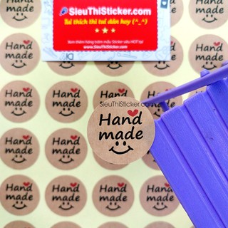 Tem Kraft Handmade mặt cười HMC012 trang trí quà tặng, gói hàng - Sieuthisticker
