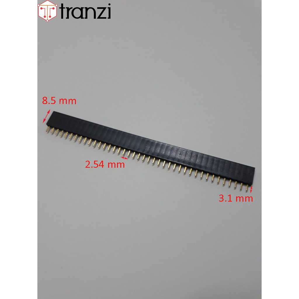 Giăm cắm 2.54mm đơn cái thẳng 40P 8.5mm đen - túi 10 cái