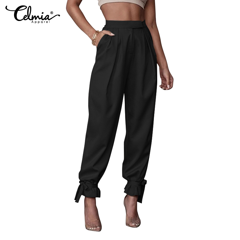 CELMIA Quần Dài Nữ Lưng Cao Ống Rộng Màu Trơn Thời Trang | BigBuy360 - bigbuy360.vn