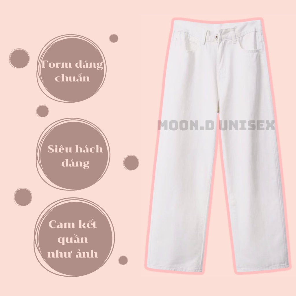 Quần JEANS Ống Suông TRẮNG Màu Cực Xinh [Vải Xịn Mịn] Nhà Moon.D