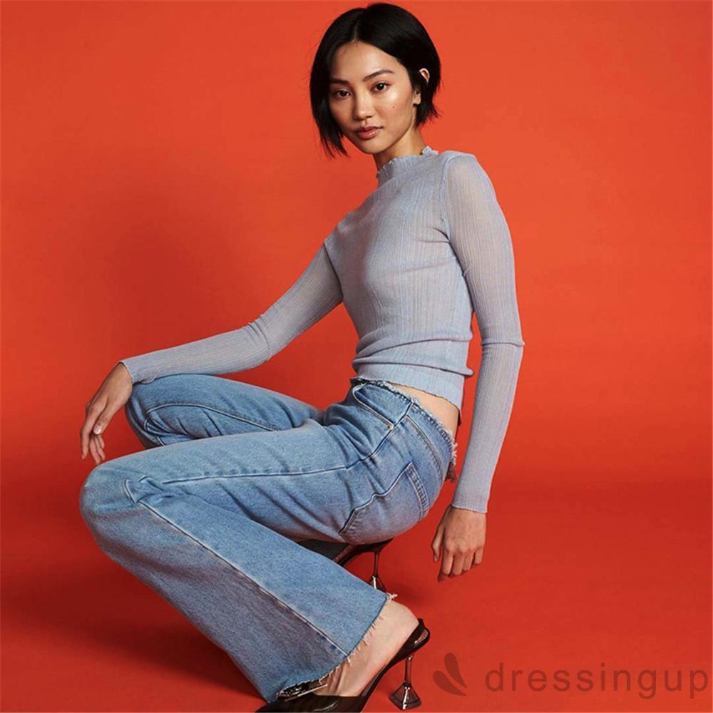 Áo Thun Cổ Tròn Màu Sắc Đơn Giản Cho Nữ