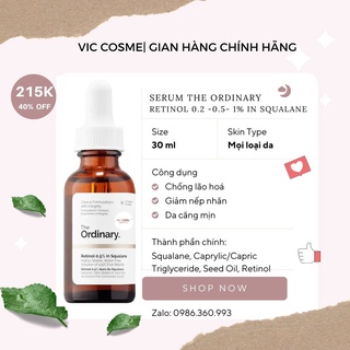 Tinh chất The Ordinary Retinol 0,2%, 0,5%, 1% In Squalane