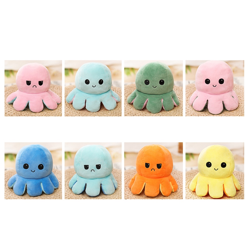 HOT SELLING Reversible Flip Stuffed Octopus Soft Plush Doll Double-sided Color Flip Plushie Toy