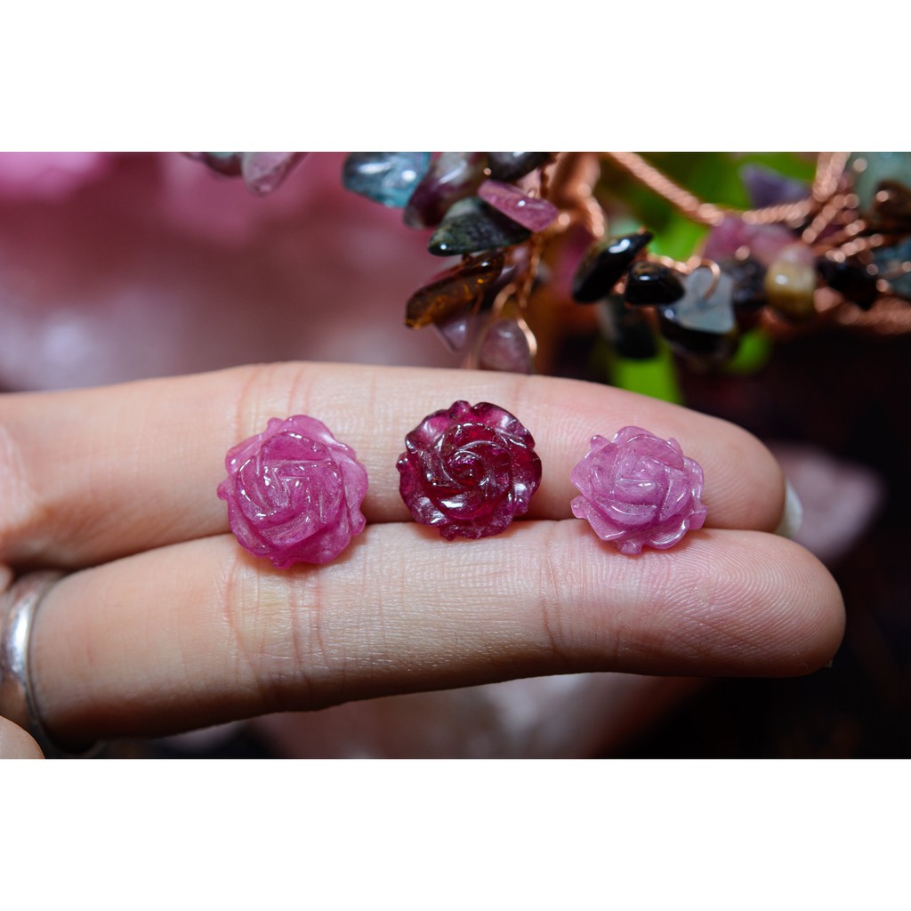 Hoa mẫu đơn - Mặt nhẫn, dây chuyền - Màu hồng ánh tím
