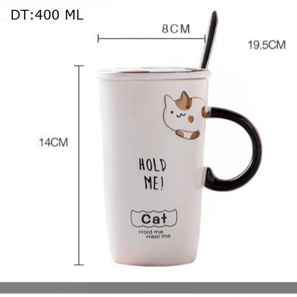Cốc uống cà phê, cốc bằng sứ hình mèo warm you dễ thương, ly tách uống nước: 1.3.5