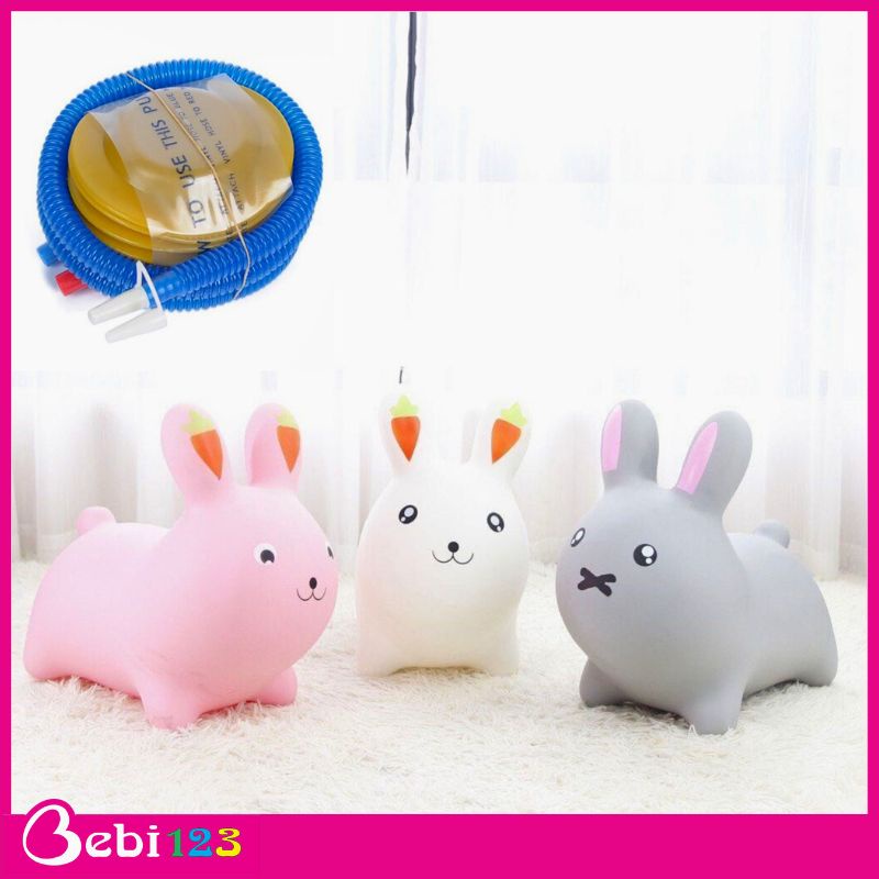 Thú nhún Thỏ Hươu phát nhạc, Thú Nhún bơm hơi chất liệu PVC cao cấp an toàn cho bé