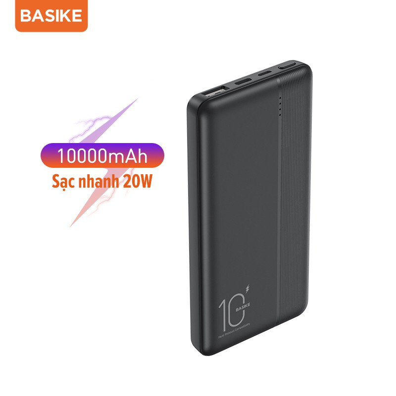 Pin Sạc Dự Phòng BASIKE 10000mAh 20W Đèn LED Hiển Thị Với Hai Cổng Sạc Và Dây Cáp